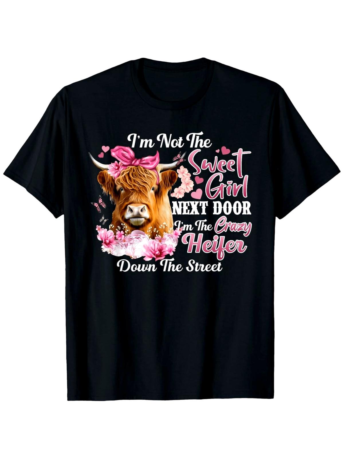 

Humorous Cow Graphic Tee for Both Genders - Quirky Heifer Quote Featuring High 5XL різнокольоровий