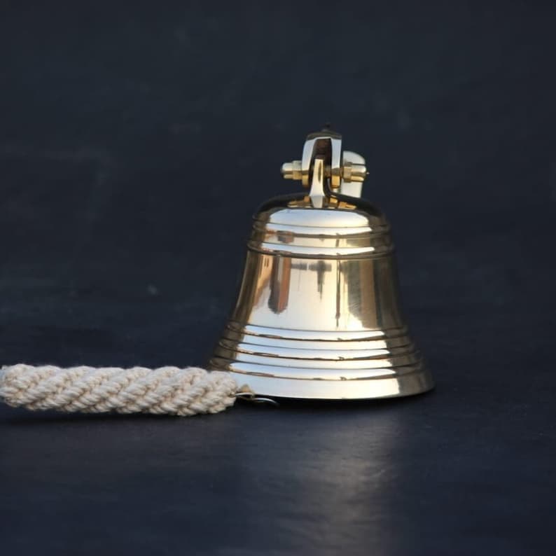 Antique Solid Brass Ship Bell Vintage Pub School Door Bell Wall Mounted Bracket Nautical Marine Time Gifts