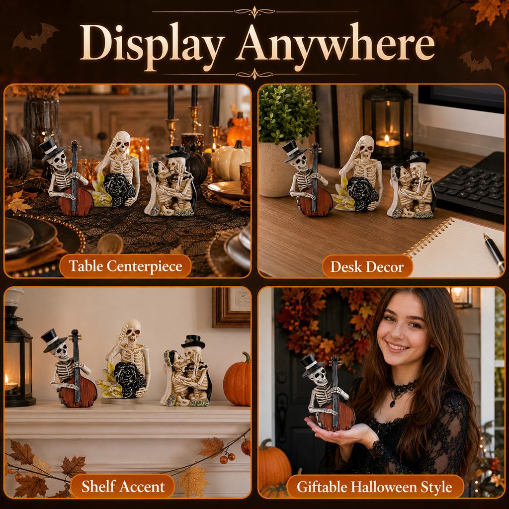 Funny Skeleton Resin Figurine Halloween Decoration for House Party Supplies