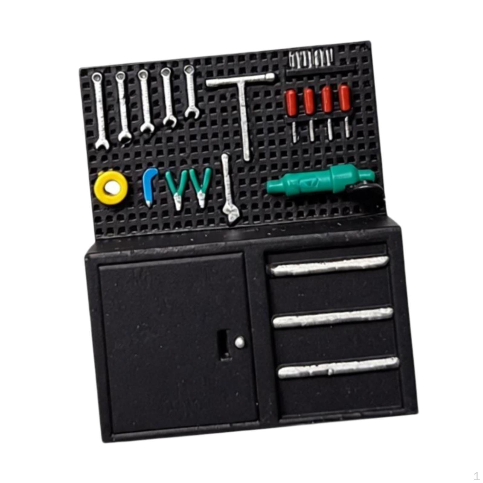 

1/64 Scale Garage Tool Cabinet Model. Creative Miniature Storage for Auto Repair Shop And black new