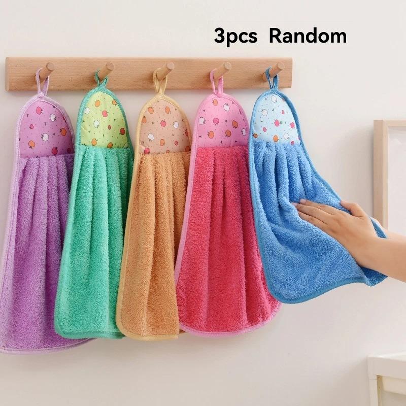 

3/5/10pcs Hanging Coral Fleece Hand Bathroom Towel Wholesale Kitchen Cleaning Cloth Children s Handkerchief Absorbent Hand Towel