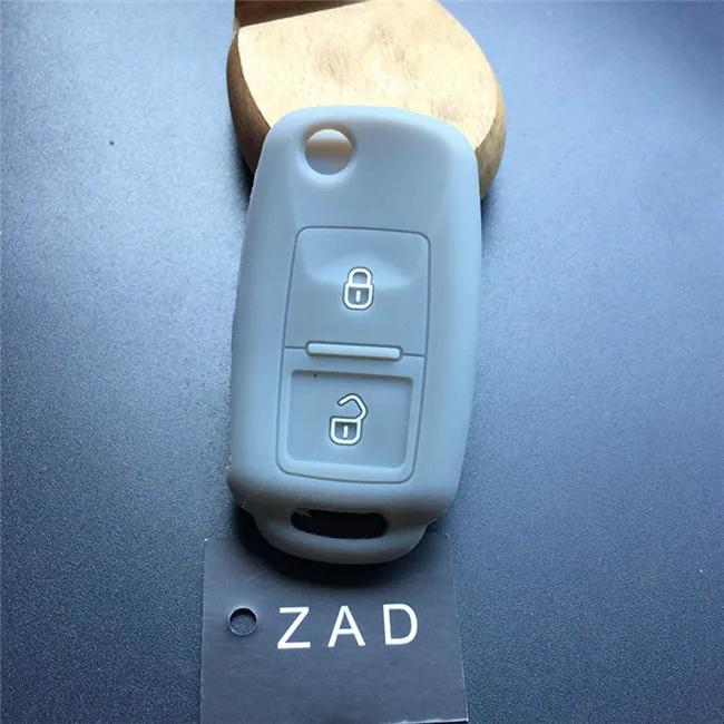

ZAD 2 buttons floding key silicone rubber car key cover case skin for vw seat ibiza leon toledo all-inclusive car accessories серый