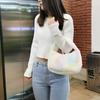 Rainbow Shoulder Bag Simple Fashion Furry Bag Large Capacity Fluffy Tote Bags Colorful Top-handle Bag for Autumn Winter
