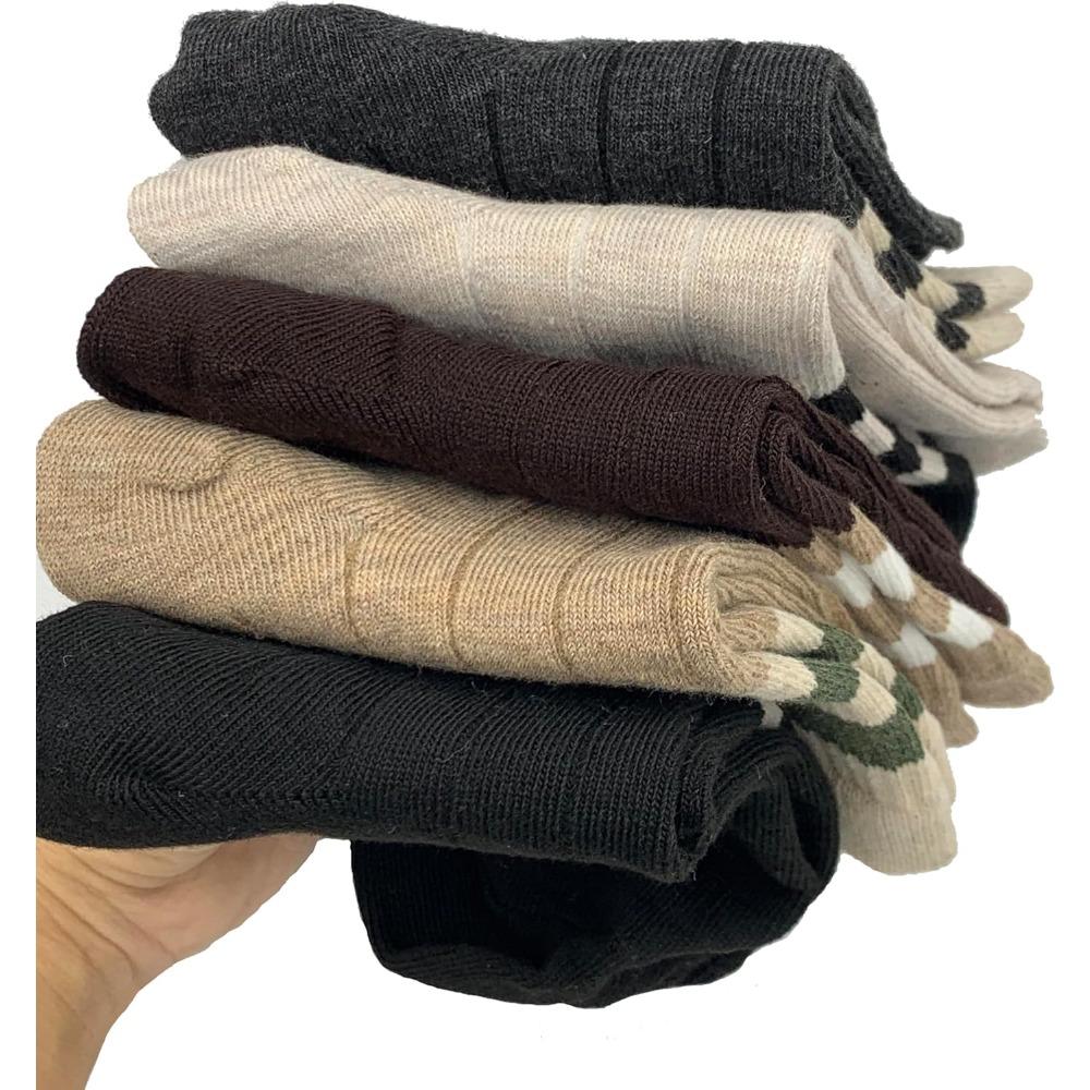 5 Pairs Retro Striped Womens Socks Athletic Crew Socks for Women Cozy Boots Socks Thermal Socks for Women