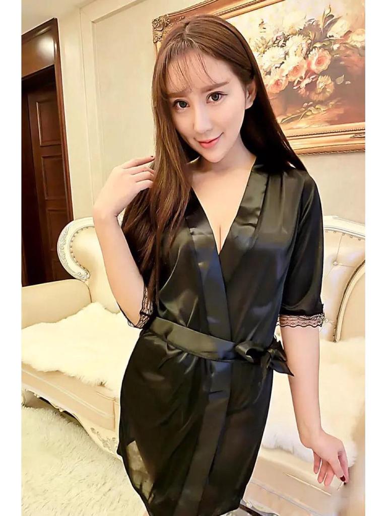 Alluring Lace Women's Transparent Lingerie Nightgown Set