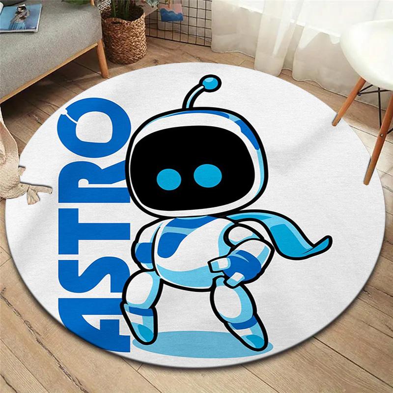 Tappeto Rotondo ASTRO BOT, Tappeto per Soggiorno Camera da Letto Divano Sala Giochi Decorazione, Tappetino Antiscivolo