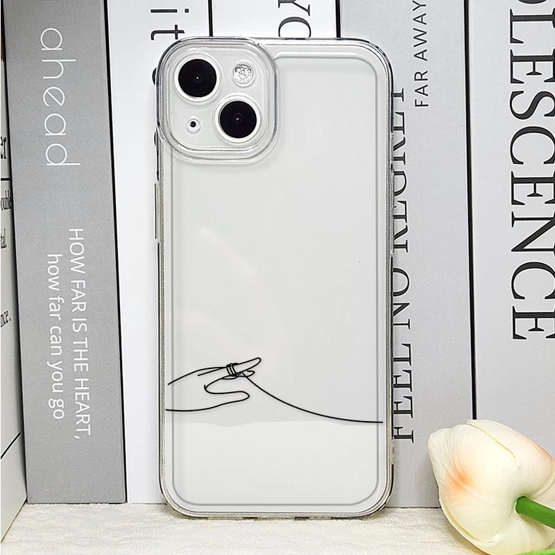 Simple Lines Lovers Couples Phone Case for IPhone 16 Pro Max 15 14 13 12 11 Mini X XR XS SE2 7 8 14 Plus Soft Cover Paired Shell
