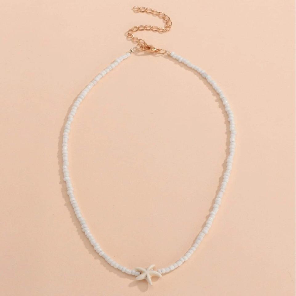Collana Stella Marina Pozza di Marea - Gioielli Boho Surf & Spiaggia Collane Collo a Strozzino con Perline Stella Marina Tartaruga, Collane Regolabili, Regalo Oceano