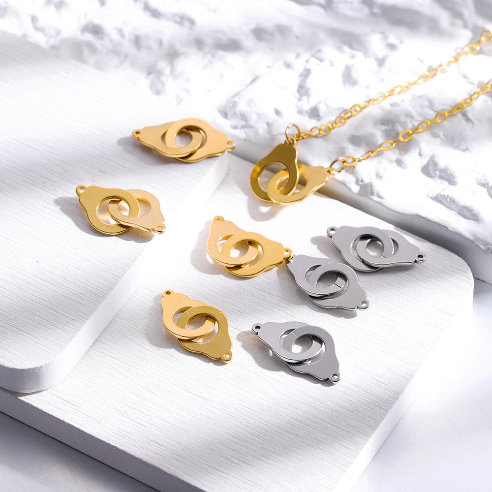 

5шт / лот нержавеющая сталь наручники кулон двойное отверстие ожерелье браслет шармы разъемы для DIY ювелирных изделий аксессуары