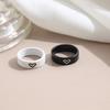 Trendy Black and White Metallic Lacquer Women's Ring Set Statement Jewelry 2pcs/set