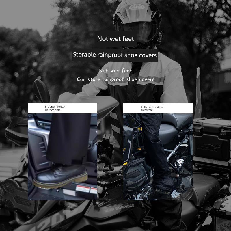 Rainproof Motorcycle Raincoat and Rain Pants Set, Two-Piece, Men'S, Fully Waterproof, Storm-Proof, Windproof, with Shoe Covers