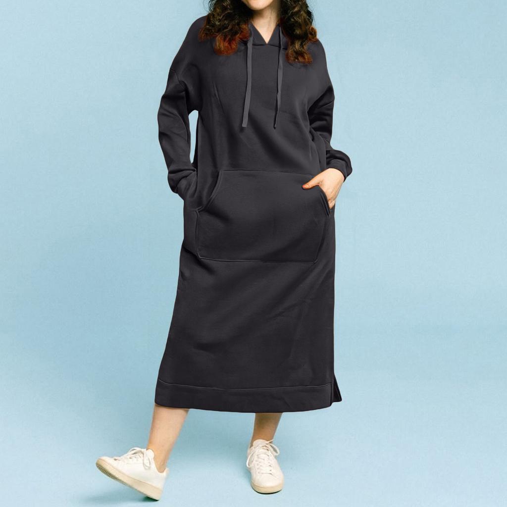 Women's Fashion Casual Plus Size Long Sleeve Solid Hoodie