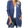 Damen Casual Loose Solid Color Langarm Strickjacke Big Pocket Pullover Cardigan Mantel
