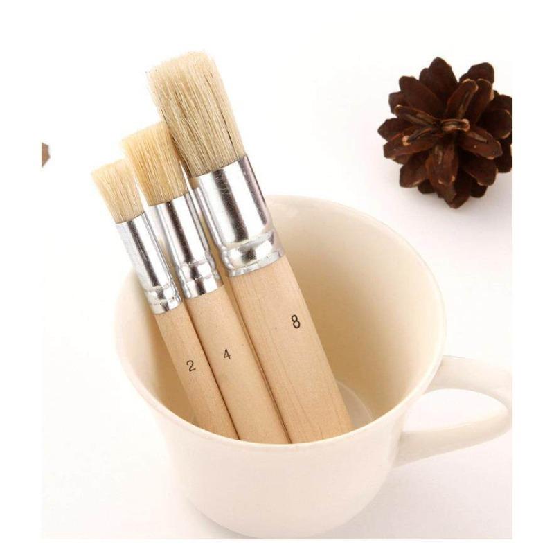 3/6 Pcs Pig Bristle Round Head Hard Hair Hollow Template Brush Set Oil Paint Pier Pen Professional Art Painting Flat Head Brush