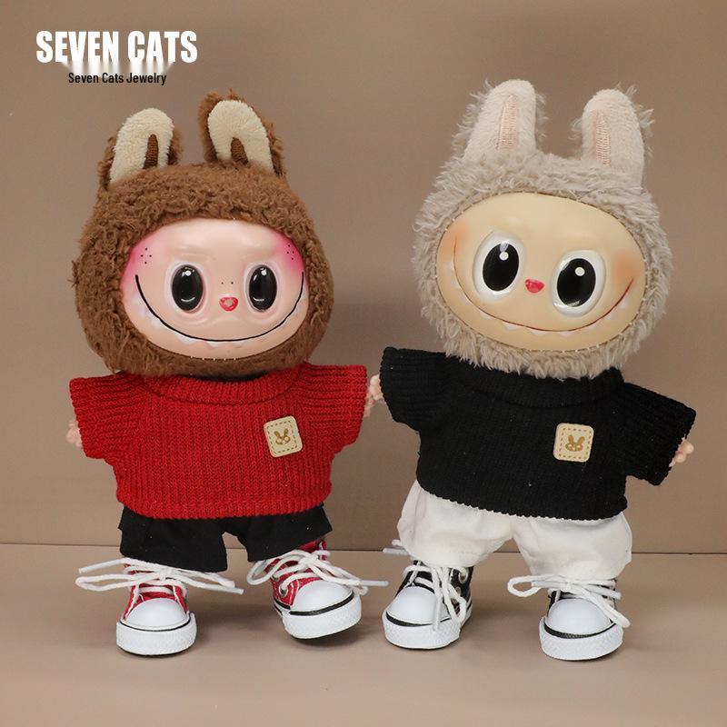 Replaceable Labubu Doll Shoes: 17cm Canvas High-Top Sneakers for Blind Box Dolls