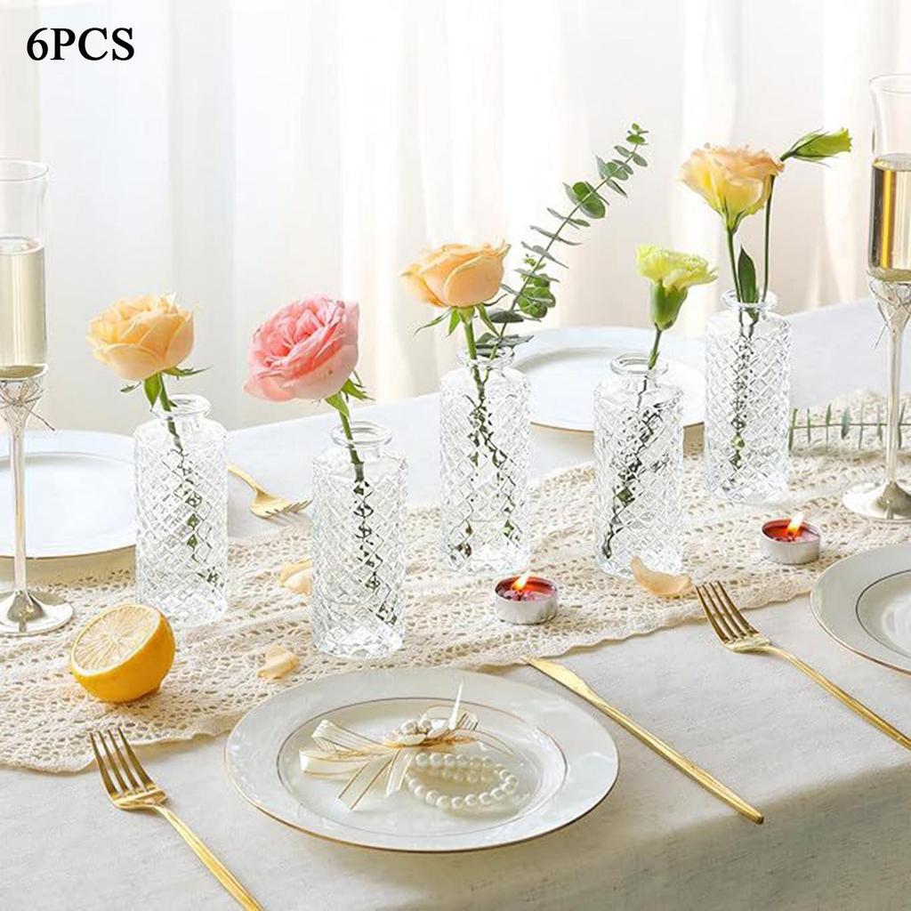 6 Pieces Glass Bud Vases Creative Portable Flower Arrangement Display for Kitchen Cabinet Bookshelf Farmhouse Wedding Gift