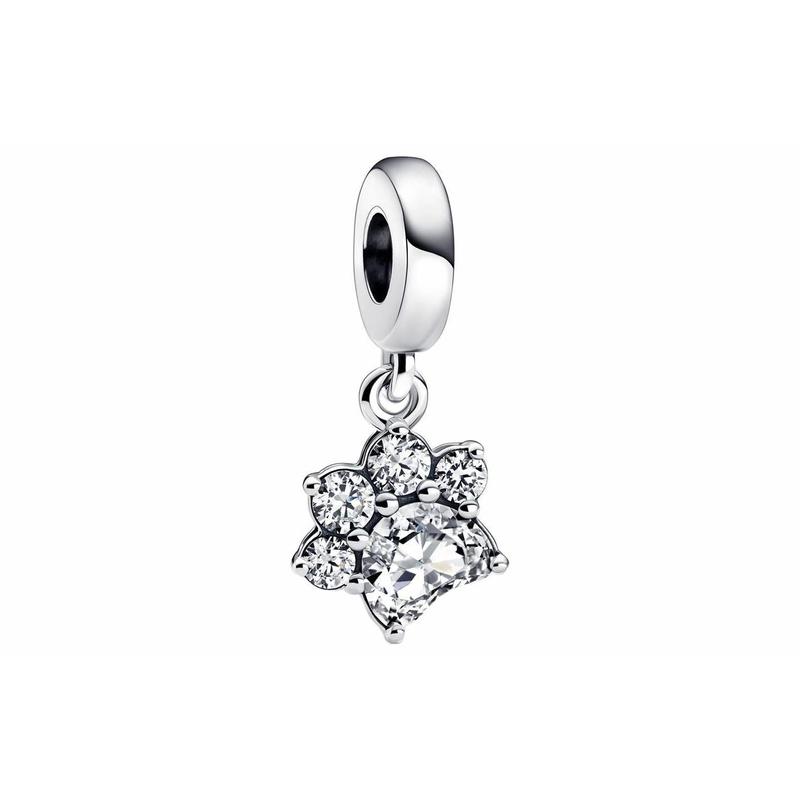 Pandora Sparkling Cute Pet Paw Print Pendant 3D Stone-Inlaid Paw Print Pendant Women s Silver 792247C01 серебряный