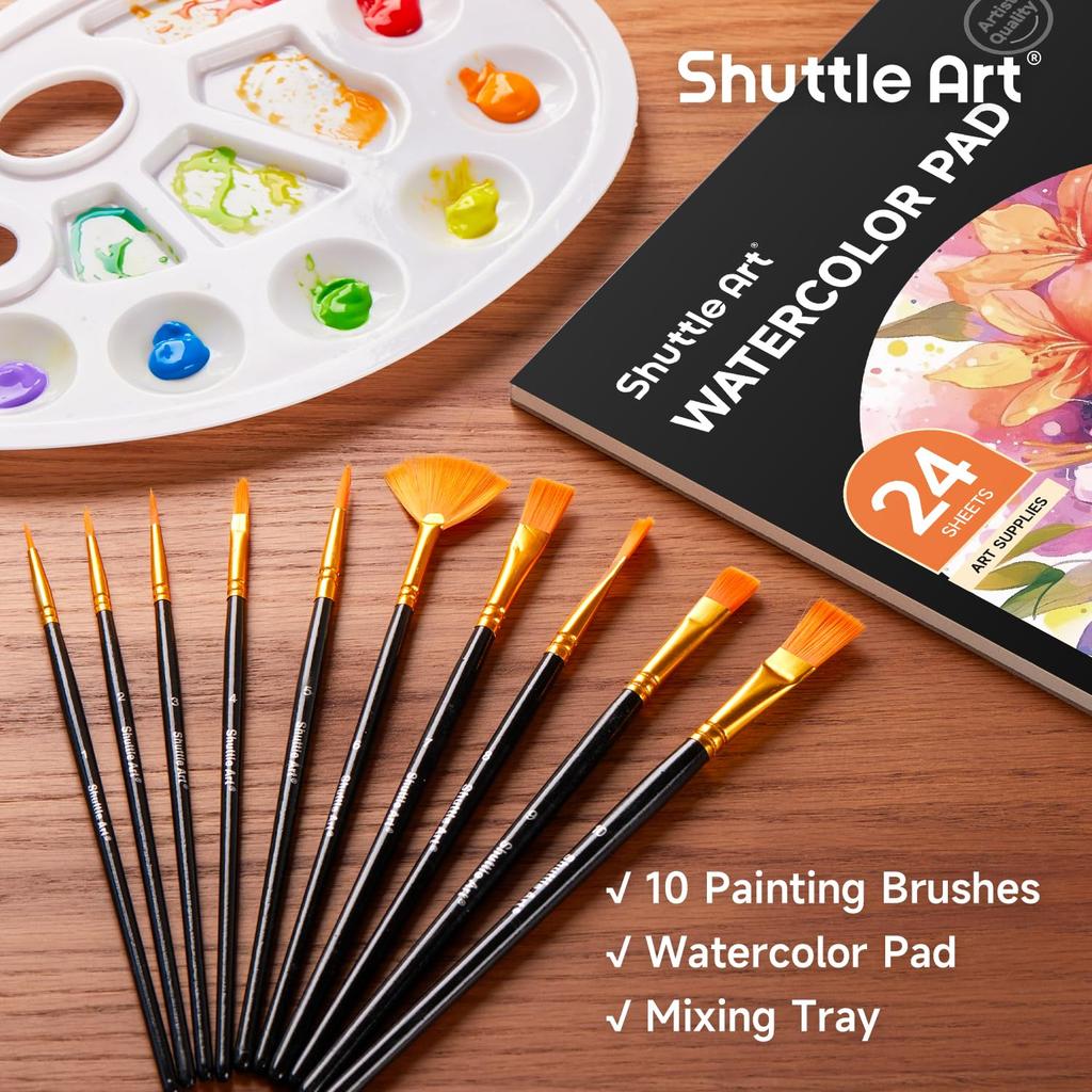 Ensemble d'aquarelles Shuttle Art avec 36 couleurs transparentes de 10 ml et 12 ml, parfait pour le coloriage pour adultes, l'aquarelle et l'art, parfait pour et une excellente peinture,