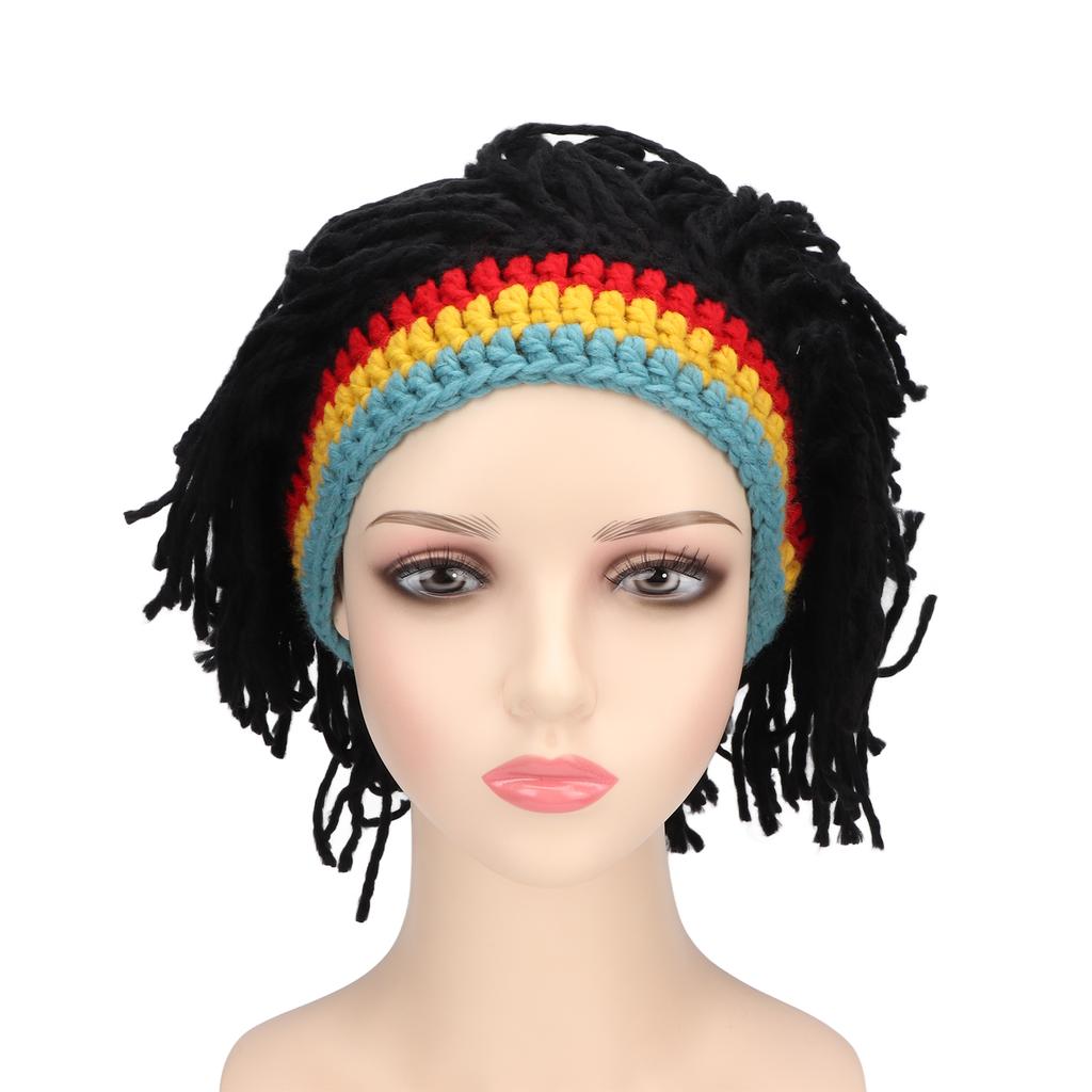 Funny Wig Hats High Elasticity Keep Warm Knitted Beanie Hat with Dreadlocks for Christmas Halloween