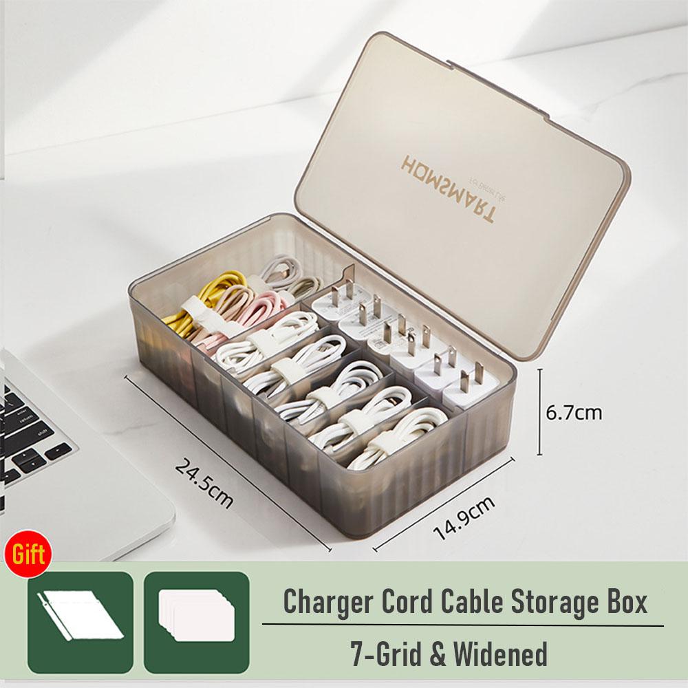Charger Cord Data Cable Storage Box, Data Line Storage Desktop Cable Collect Case Dustproof Power Boxes Wire Cable Organizer