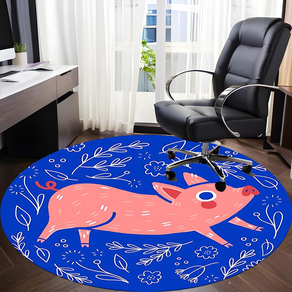 1pc Piggy Pattern Chair Carpet for Office Non Slip, Lightweight, Machine Washable Rug for Office Holiday Decor