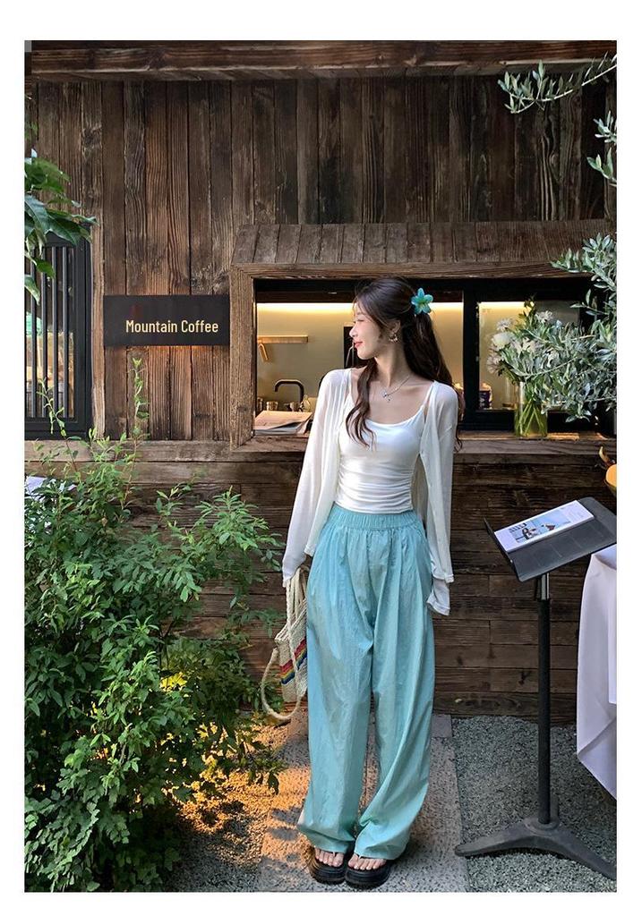 Women's Lightweight Sun Protection Cardigan & Camisole Set - Thin Knit Summer Cover-up Top