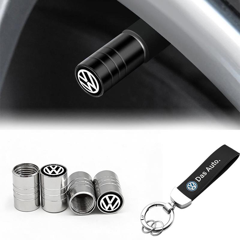 For VW Passat Touareg Magotan Golf 6 7 8 Polo Tiguan GTI Logo Car Tire Wheel Valve Caps Cover Key Chain Ring Keychain Accessory