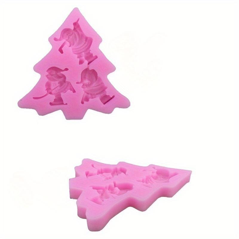 Acuan Menghias Kek, Reka Bentuk Pokok Krismas dan Santa Claus, Acuan Silikon, untuk Hiasan Fondant, Aksesori Pembakar DIY, 1PCS