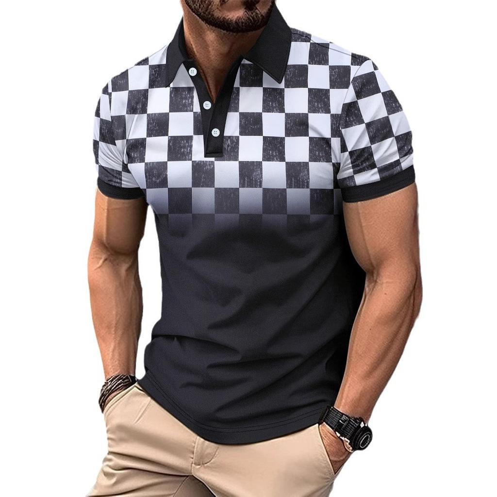 New Men's Fashionable Collared Slim-Fit T-Shirt Polo Shirt Short-Sleeved Men's Top