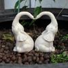 Pair of Elephant Sculpture Resin Statue Love Elephant Designs Figurine Statues for Patio and Indoor Desk Decoration