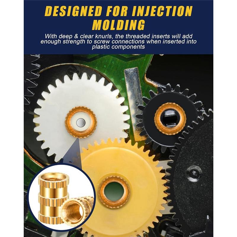 A96I-1000Pcs Threaded Inserts Brass Knurled Nuts Heat Set Insert Tool For Plastic Parts 3D Printing Injection Molding Press