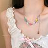 Dopamine Necklace: Candy-Colored Beaded Clavicle Design for Women - Sweet & Cool Internet Celebrity Jewelry