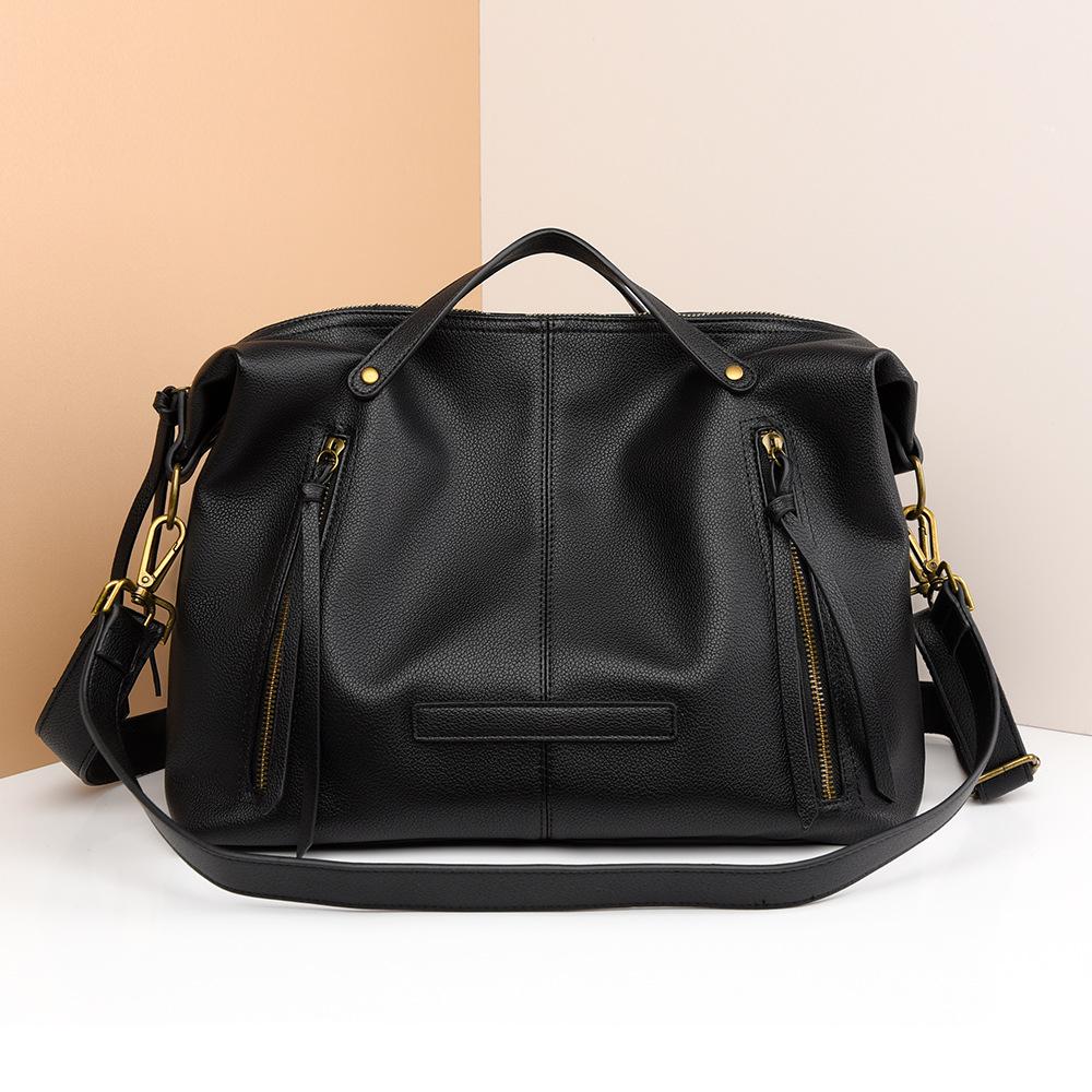 Simple Retro Large Tote Bag Soft Touch PU Leather Lazy Loose Feeling Women's Shoulder Bags Fashion Autumn and Winter New Large Capacity Messenger Bags