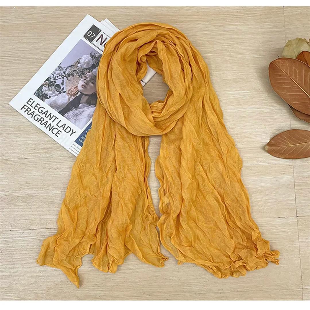 

Весенне-осенний однотонный шарф из хлопка и конопли, длинный, литературный, корейский стиль, универсальный, тонкий, декоративный, для защиты шеи