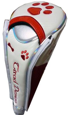 Golf Head Cover for Utility Golf Clubs with Paw Prints and Magnetic Design for Utility Golf (White/Red, Clubs)
