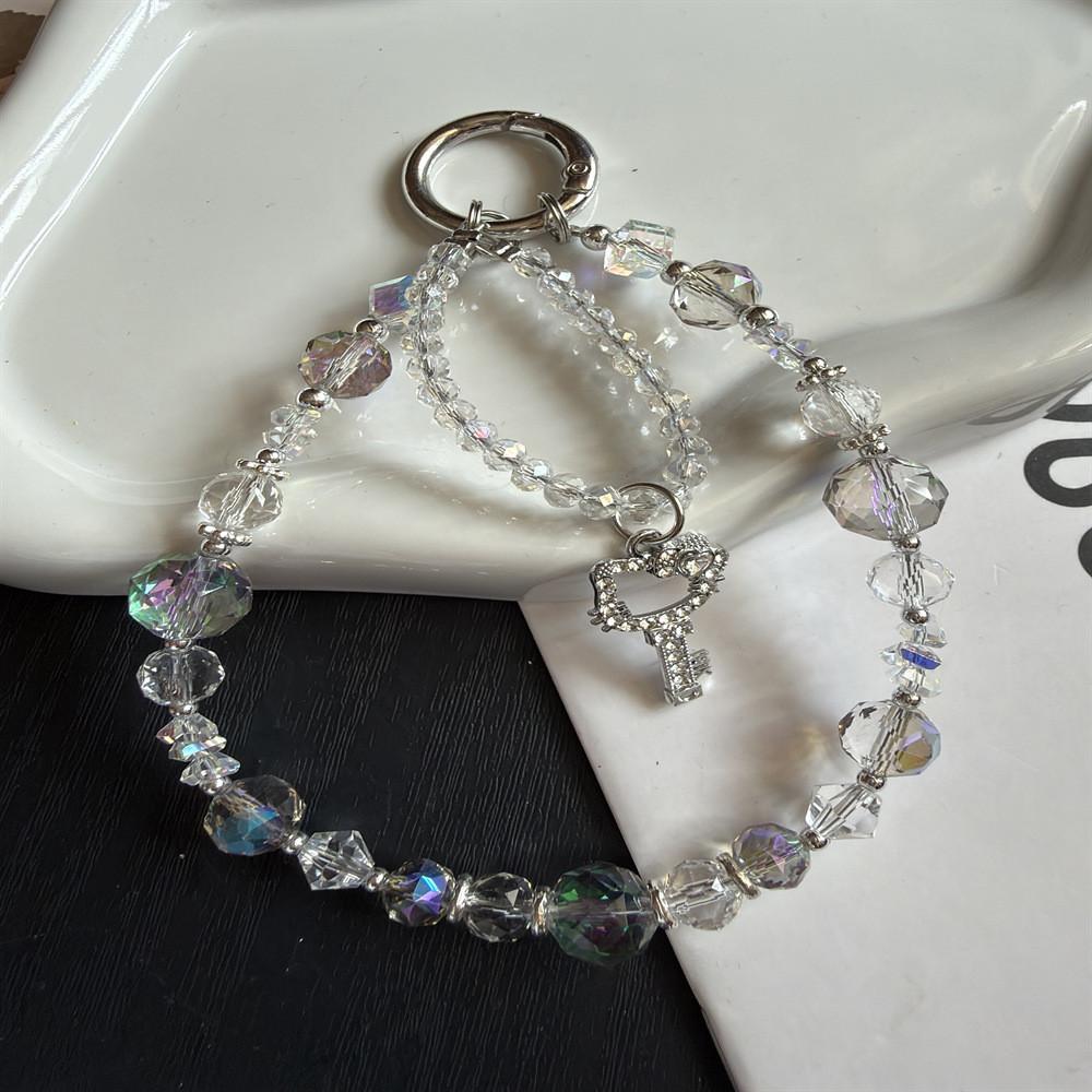 Crystal Cat Keychain Phone Lanyard With Handcrafted Pvc Design For Girls And Boys