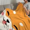 Cute Puppy Corgi Cartoon Dog Funny Face Flannel Warm Comfort Soft Plush Blanket for Sofa Living Room Office Bedroom Travel Gift