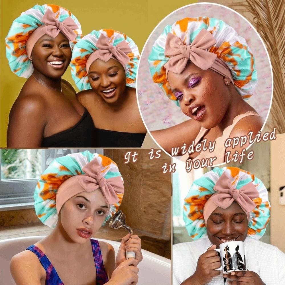 Elastic Tie Band Silk Bonnet Extra Large Hair Bonnet Luxury Sleeping Bonnet  Hair Protection
