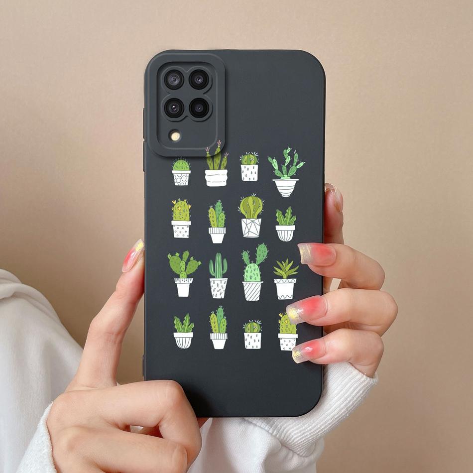 Für Samsung M22 M32 Hülle Bemalte Blumen Upgrade Flüssigsilikon Linsenschutz Handy Rückseite Für Galaxy M 32 M 22 Fundas