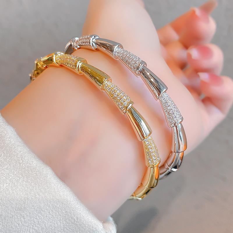 European and American heavy industry style personalized jewelry, low-key luxury stacked wind bracelet, diamond-encrusted zircon bracelet