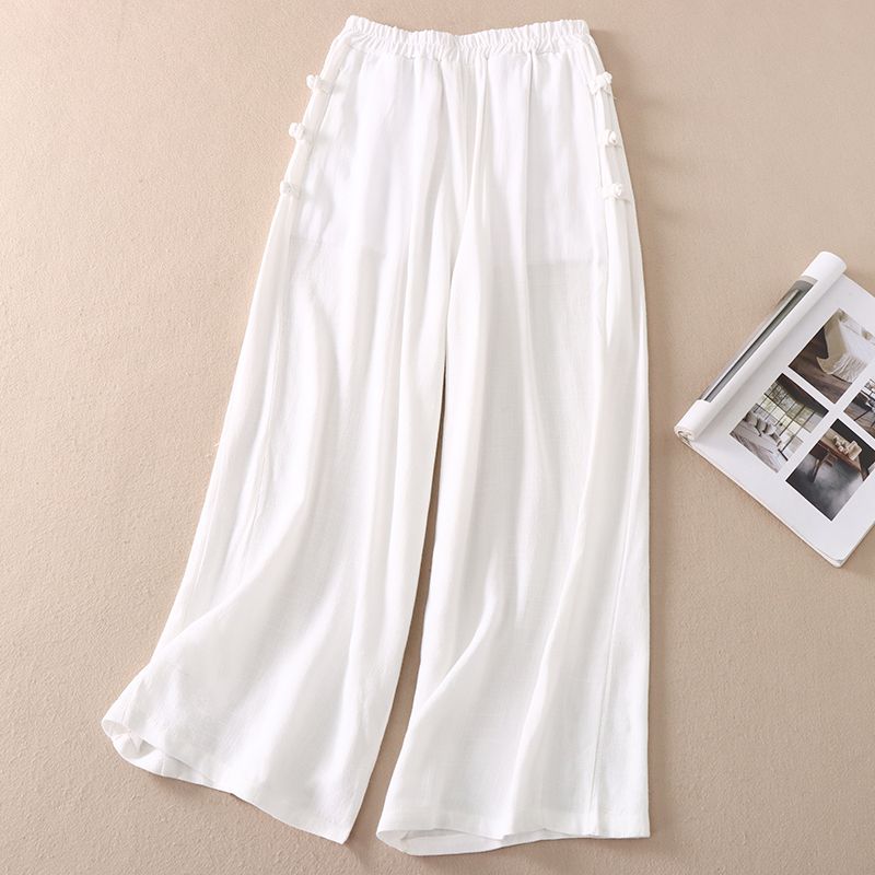 

W571 Amoi Cool High Waist Ankle-Length Casual Buckle White 2XL