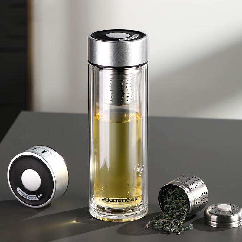 FUGUANG G2204 Magnetic Tea Infuser Double-Wall Glass Cup