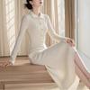 Winter New High-end Temperament Celebrity High-end Muse Fan White Knitted Dress Women