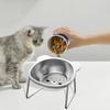 Raised Cat Bowl Stainless Steel Anti Slip Stable Tilted with Stand Dog Water Food Bowl for Indoor Cats Small Dogs Kitten Puppy
