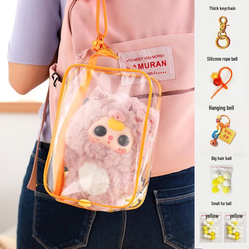 High Transparency 20cm Cotton Doll Display Bag, Dual-Use for Three-Year-Olds, Thickened PVC, Square Transparent Design