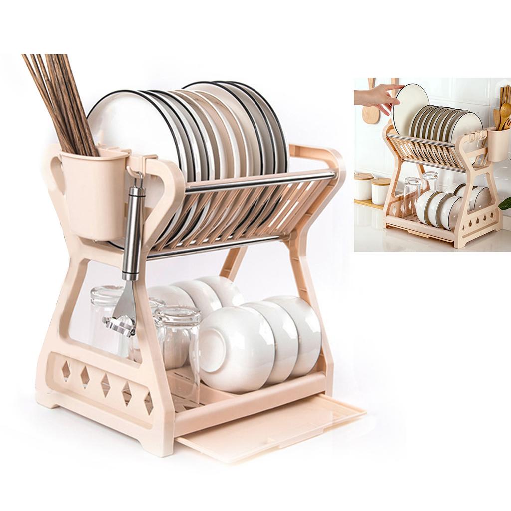 Dish Drying Rack Multilayer Versatile Countertop Plate Bowl Rack Cutlery Holder for Kitchen Countertop Cabinet