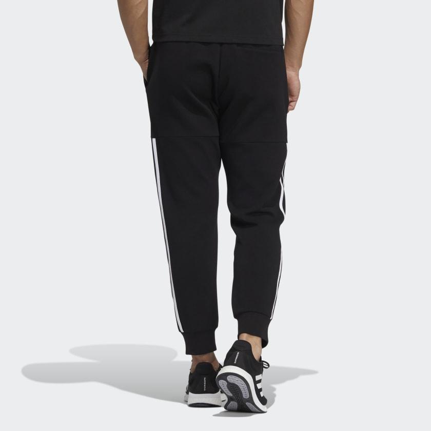 Adidas Contrast Stripe Logo Print Joggers Men Bottoms Black HE7445