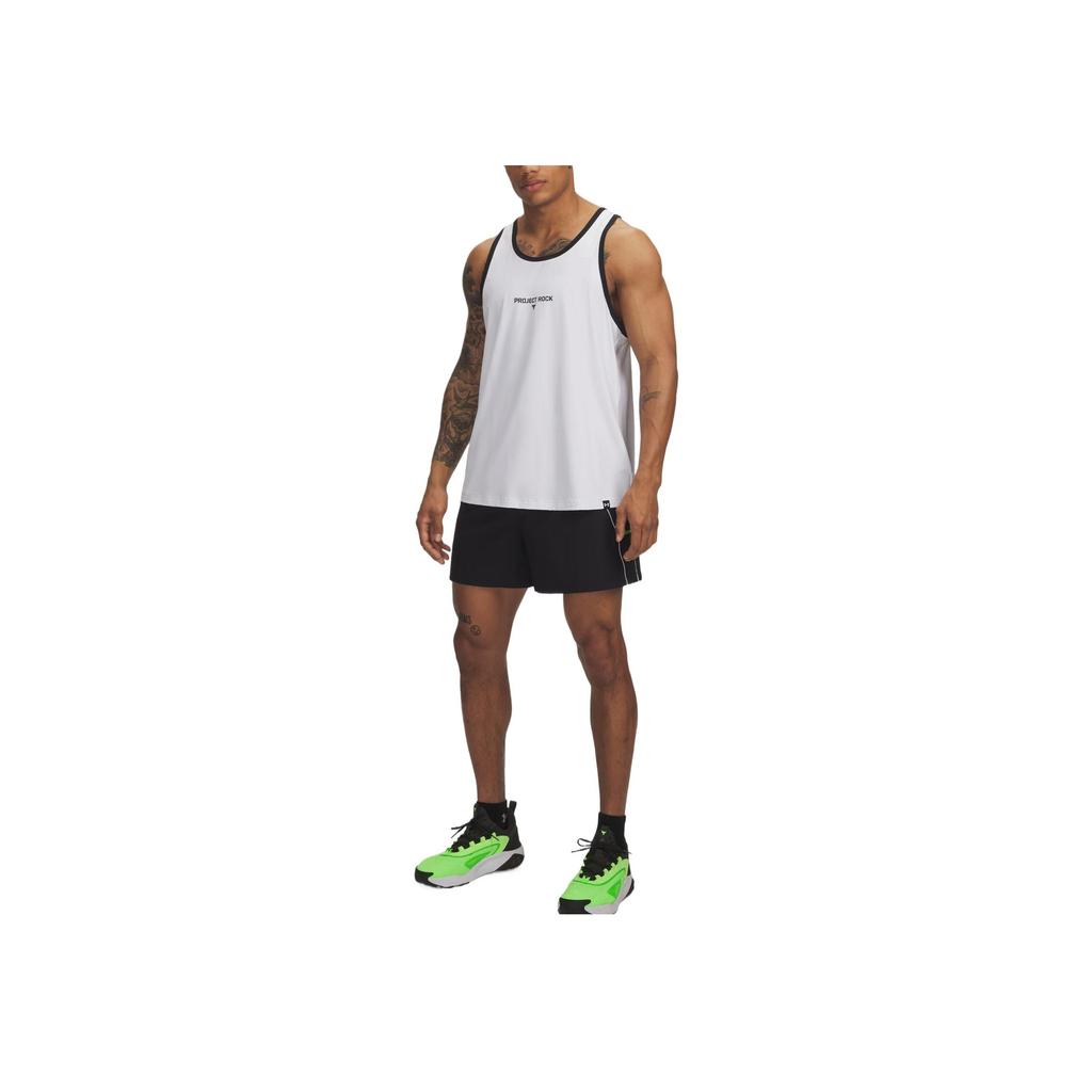 Under Armour Project Rock Loose Fit Drawstring Waist Three-Quarter Sports Shorts Men shorts Black 1389957-001