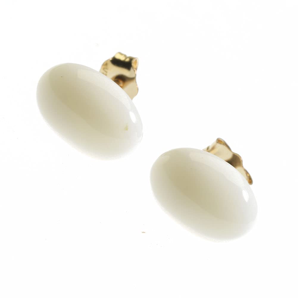 

Білі коралові золоті сережки SANSUI, овальні, наповнені, нефарбовані, білий