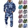 Men's Casual And Personalized Printed Long-sleeved Hooded Sweatshirt, Men's Sports Sweatshirt And Sweatpants Two-piece Set